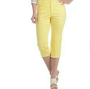 NYDJ Crop Pants Petites Size Yellow Lemon Print
